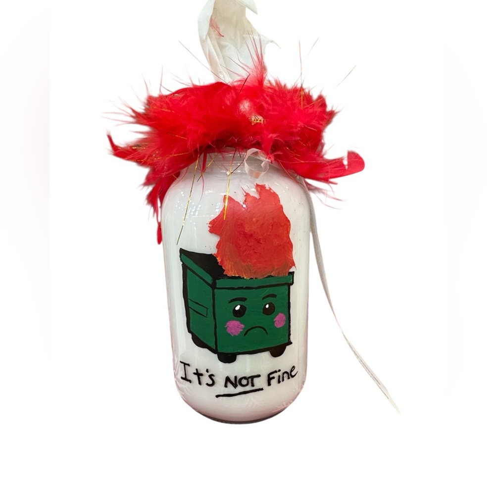 HAND CRAFTED  Dumpster Fire- It’s not fine- 
Mason Tissue Jar